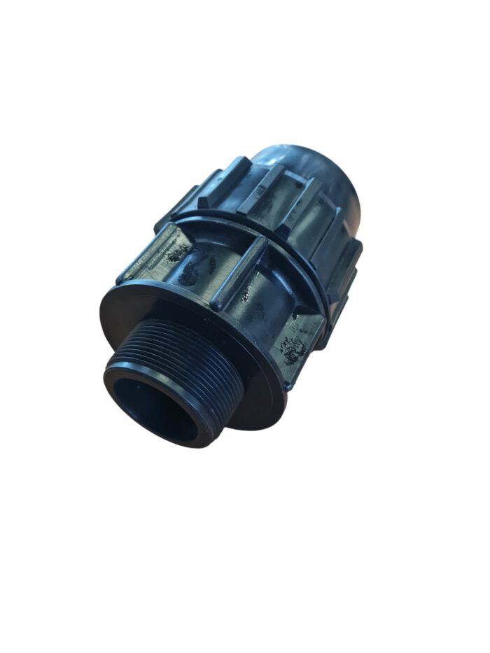 PP Klemmfitting für PE Rohr, Übergangsnippel, Klemme x Aussengewinde 63 mm x 2"