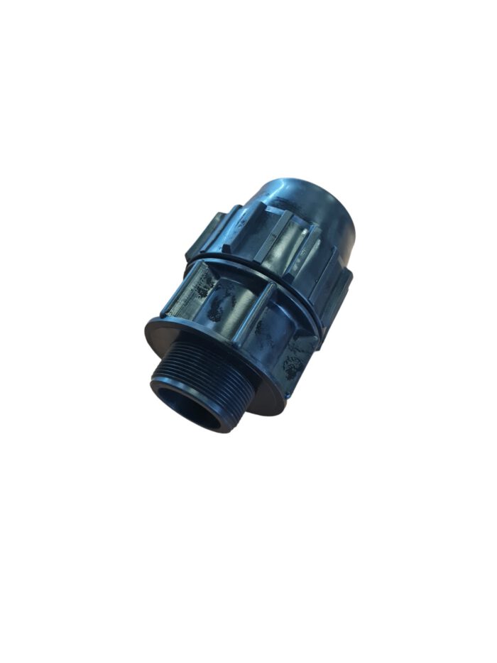 PP Klemmfitting für PE Rohr, Übergangsnippel, Klemme x Aussengewinde 63 mm x 2" – Bild 2